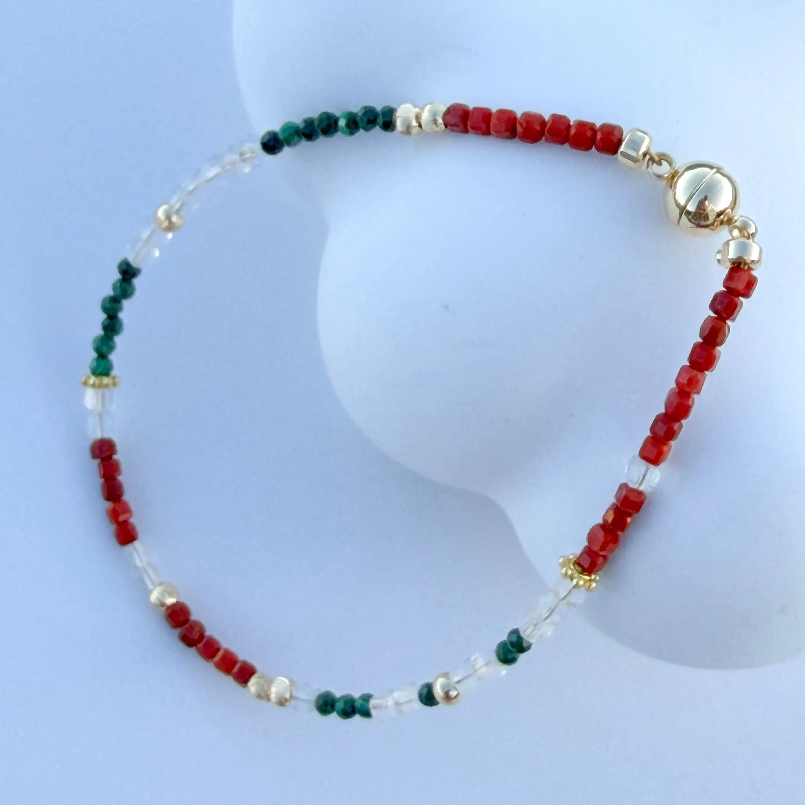 Three Body Theory - Red Agate, Clear Quartz, and Green Malachite Jewelry
